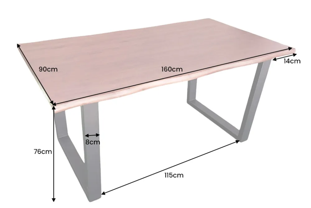 Riess-Ambiente Esstische|Mehr... > Massiver Esstisch GENESIS 160cm braun Akazienholz Baumkante Eisengestell Industrial