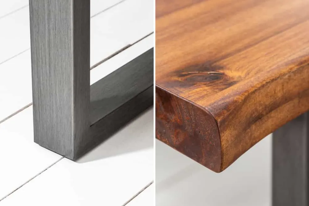 Riess-Ambiente Esstische|Mehr... > Massiver Esstisch GENESIS 160cm braun Akazienholz Baumkante Eisengestell Industrial