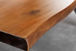 Riess-Ambiente Mehr...|Massivholzesstische > Massiver Esstisch GENESIS 160cm braun Akazienholz schwarz X-Gestell Baumkante