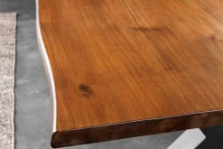 Riess-Ambiente Mehr...|Massivholzesstische > Massiver Esstisch GENESIS 160cm braun Akazienholz schwarz X-Gestell Baumkante