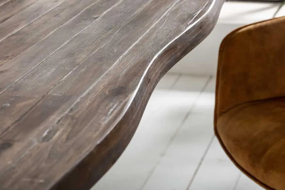 Riess-Ambiente Mehr...|Massivholzesstische > Massiver Esstisch GENESIS VINTAGE 200cm braun Akazienholz schwarzes X-Gestell Baumkante
