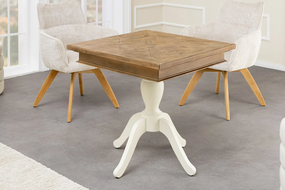 Riess-Ambiente Mehr...|Massivholzesstische > Massiver Esstisch HAMPTONS 70cm hellbraun creme recycelte Pinie Bistrotisch