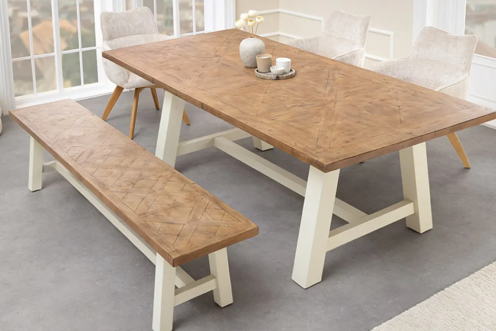 Riess-Ambiente Esstische|Mehr... > Massiver Esstisch HAMPTONS 200cm hellbraun creme Pinienholz
