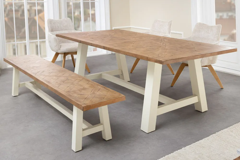 Riess-Ambiente Esstische|Mehr... > Massiver Esstisch HAMPTONS 200cm hellbraun creme Pinienholz