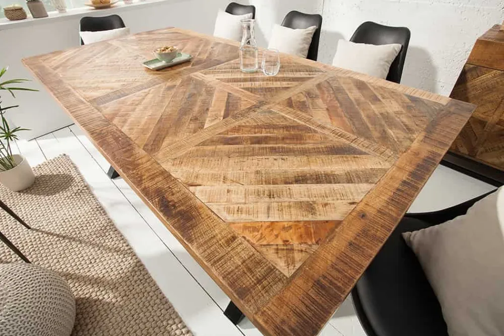 Riess-Ambiente Esstische|Skandinavisch > Massiver Esstisch INFINITY HOME 160cm natur schwarz Mangoholz Industrial Design X-Gestell