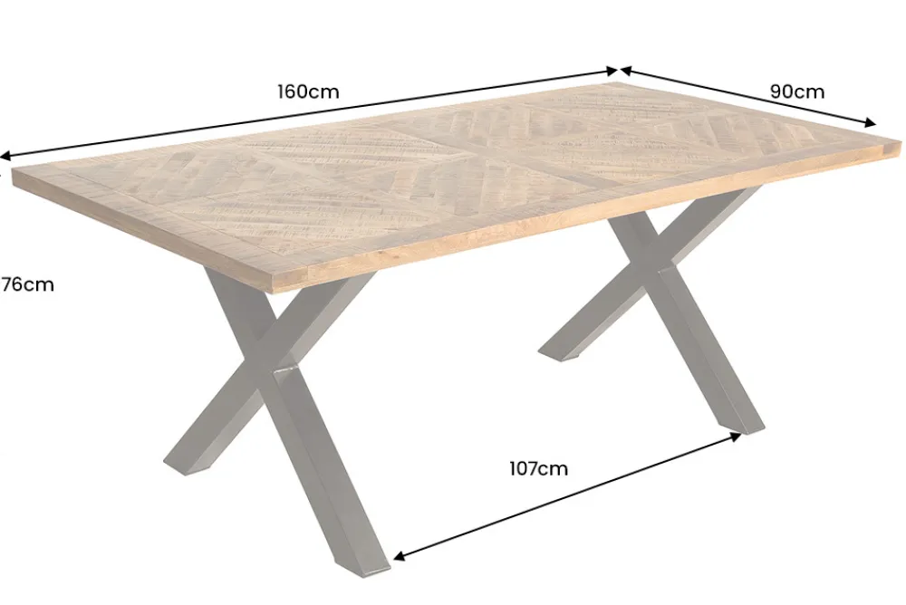 Riess-Ambiente Esstische|Skandinavisch > Massiver Esstisch INFINITY HOME 160cm natur schwarz Mangoholz Industrial Design X-Gestell
