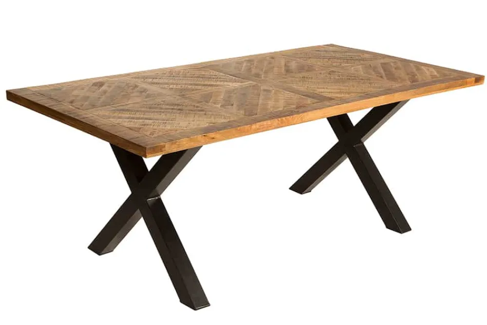 Riess-Ambiente Esstische|Skandinavisch > Massiver Esstisch INFINITY HOME 160cm natur schwarz Mangoholz Industrial Design X-Gestell