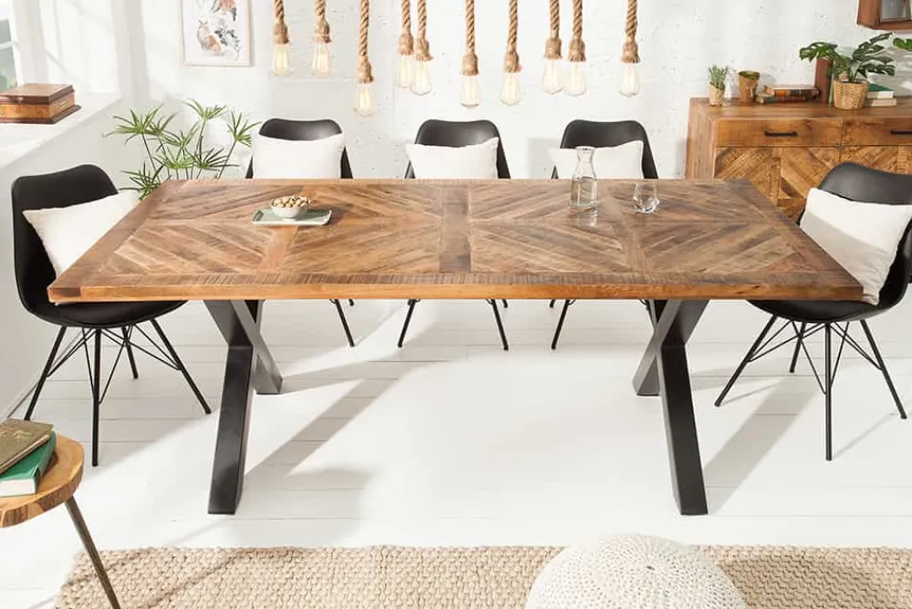 Riess-Ambiente Esstische|Skandinavisch > Massiver Esstisch INFINITY HOME 200cm natur schwarz Mangoholz Industrial Design X-Gestell