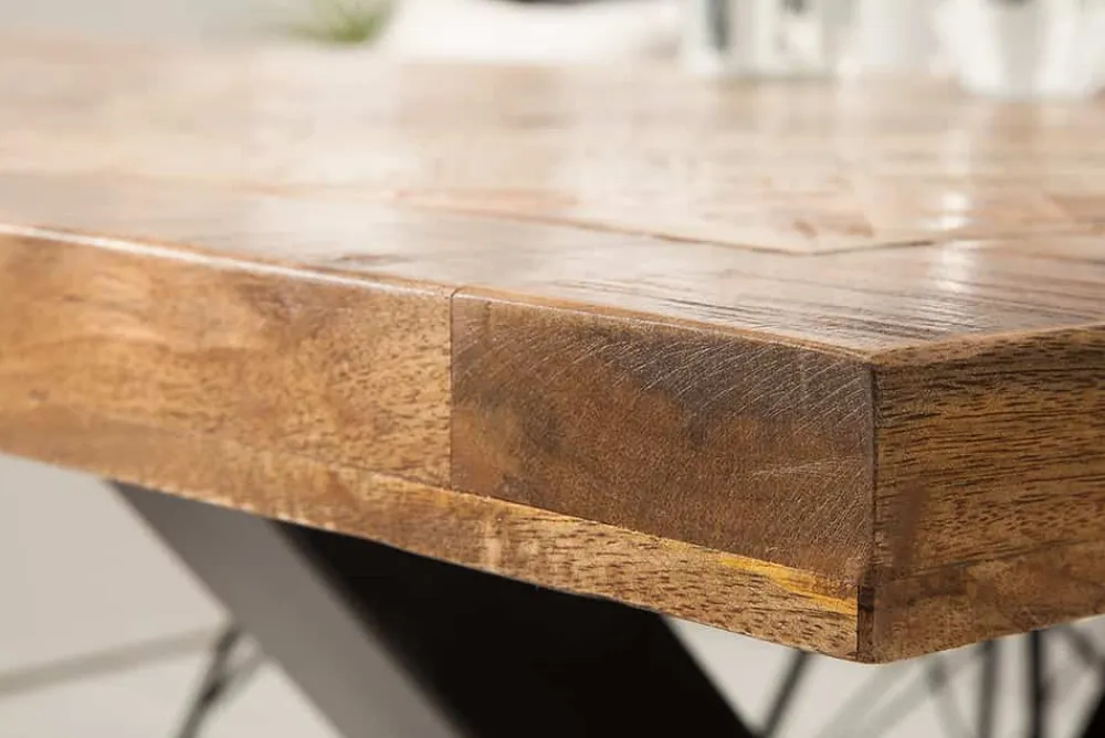 Riess-Ambiente Esstische|Skandinavisch > Massiver Esstisch INFINITY HOME 200cm natur schwarz Mangoholz Industrial Design X-Gestell