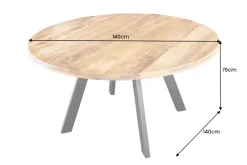 Riess-Ambiente Mehr...|Massivholzesstische > Massiver Esstisch IRON CRAFT 140cm natur rund Mangoholz Metall Industrial Design