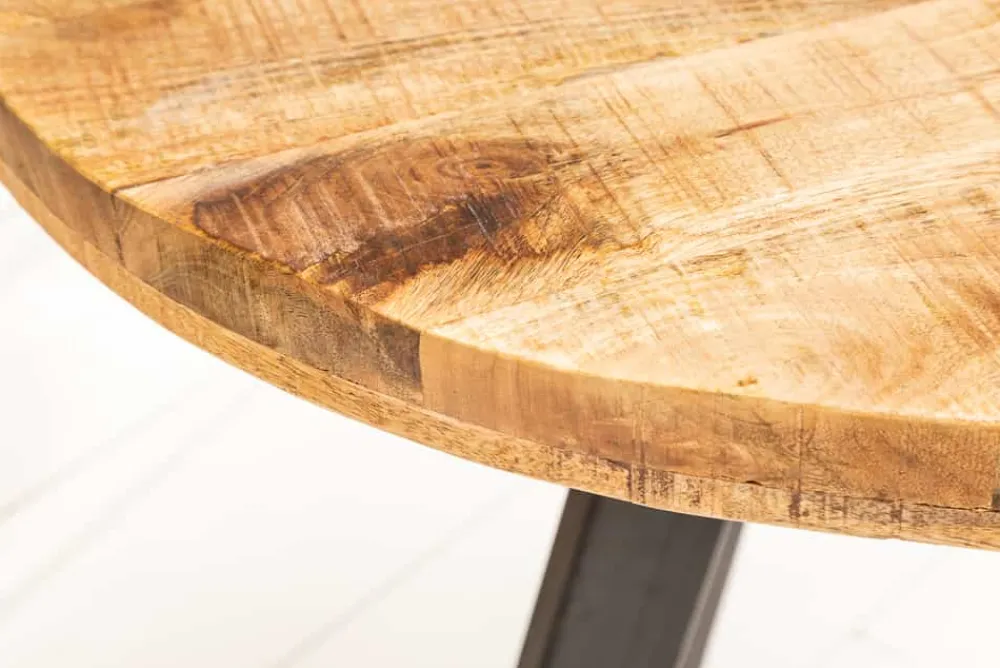 Riess-Ambiente Mehr...|Massivholzesstische > Massiver Esstisch IRON CRAFT 100cm rund natur Mangoholz schwarzes Metallgestell