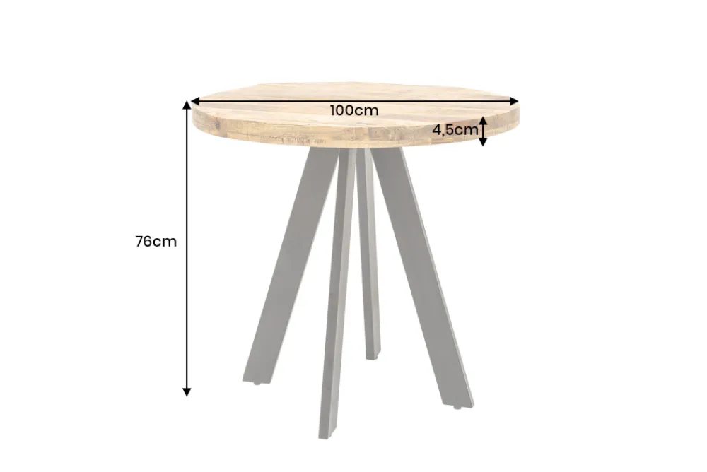 Riess-Ambiente Mehr...|Massivholzesstische > Massiver Esstisch IRON CRAFT 100cm rund natur Mangoholz schwarzes Metallgestell