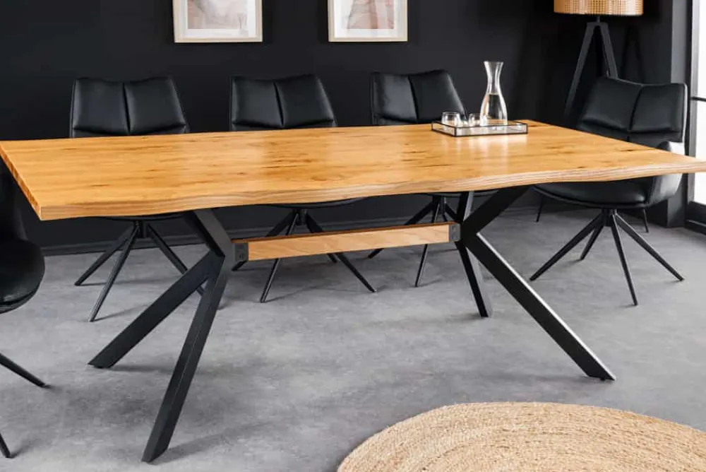 Riess-Ambiente Mehr...|Massivholzesstische > Massiver Esstisch LOFT 200cm natur Eichenholz schwarzes Eisengestell Industrial