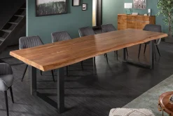 Riess-Ambiente Mehr...|Massivholzesstische > Massiver Esstisch MAMMUT 300cm braun honey finish Akazie schwarz Baumkante