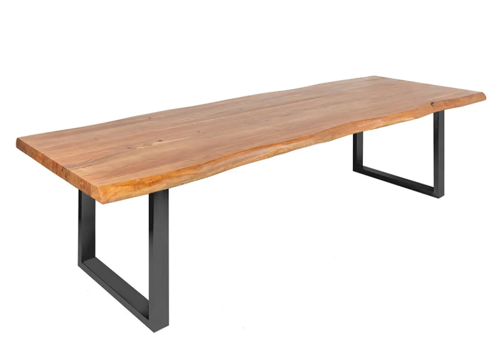 Riess-Ambiente Mehr...|Massivholzesstische > Massiver Esstisch MAMMUT 300cm braun honey finish Akazie schwarz Baumkante