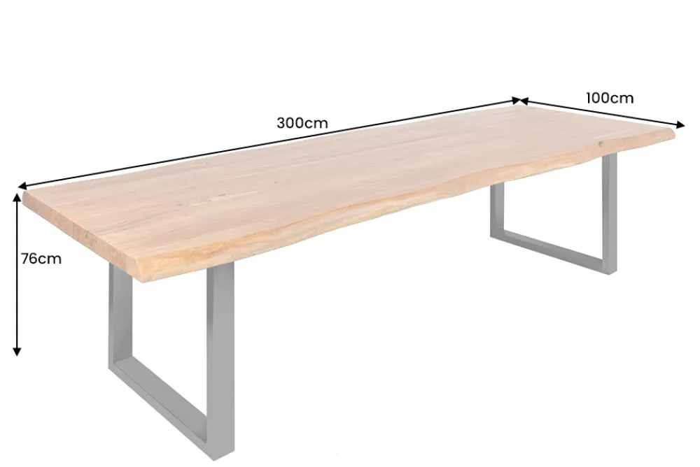 Riess-Ambiente Mehr...|Massivholzesstische > Massiver Esstisch MAMMUT 300cm braun honey finish Akazie schwarz Baumkante