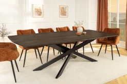 Riess-Ambiente Mehr...|Massivholzesstische > Massiver Esstisch SIGNUM 220cm dunkelbraun Mangoholz Bootsform Sterngestell