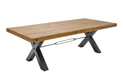 Riess-Ambiente Esstische|Mehr... > Massiver Esstisch THOR 240cm vintage braun recyceltes Pinienholz Industrial Design X-Gestell