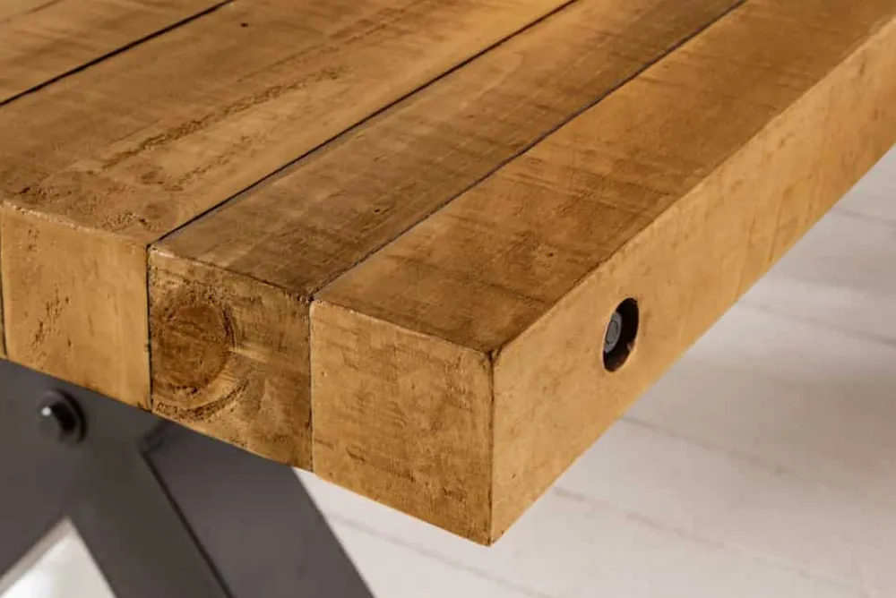 Riess-Ambiente Esstische|Mehr... > Massiver Esstisch THOR 240cm vintage braun recyceltes Pinienholz Industrial Design X-Gestell