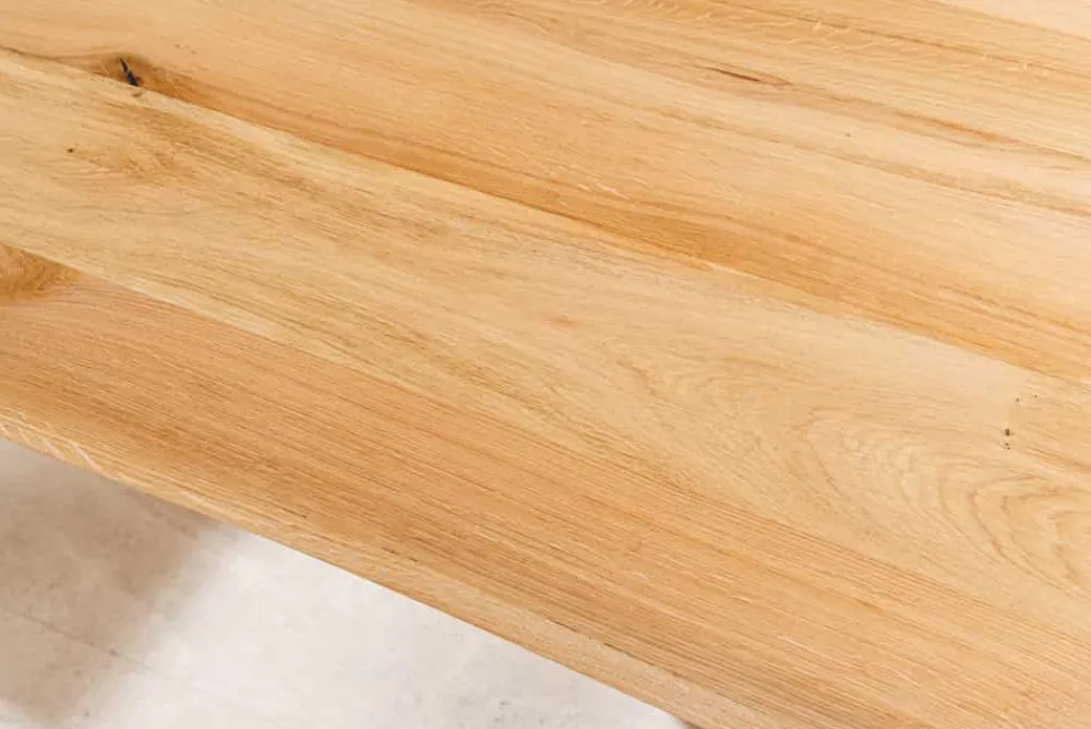 Riess-Ambiente Esstische|Mehr... > Massiver Esstisch WILD OAK 160cm natur silber Wildeiche Baumkante Edelstahl U-Gestell