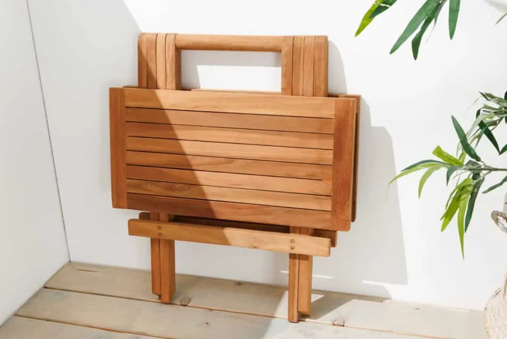Riess-Ambiente Mehr...|Massivholz Gartenmöbel > Massiver Gartenbeistelltisch EMPIRE TEAK 50cm natur Teakholz klappbar