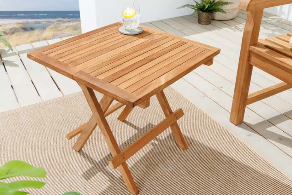 Riess-Ambiente Mehr...|Massivholz Gartenmöbel > Massiver Gartenbeistelltisch EMPIRE TEAK 50cm natur Teakholz klappbar