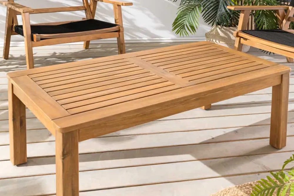 Riess-Ambiente Mehr...|Massivholz Gartenmöbel > Massiver Gartentisch BALI 100cm Akazienholz wetterfest Outdoor-Loungetisch