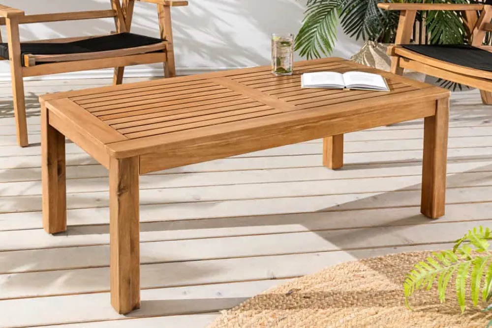 Riess-Ambiente Mehr...|Massivholz Gartenmöbel > Massiver Gartentisch BALI 100cm Akazienholz wetterfest Outdoor-Loungetisch