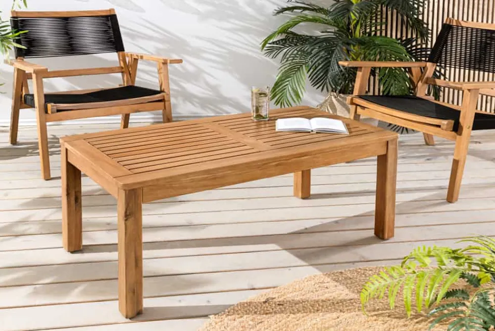 Riess-Ambiente Mehr...|Massivholz Gartenmöbel > Massiver Gartentisch BALI 100cm Akazienholz wetterfest Outdoor-Loungetisch