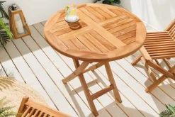 Riess-Ambiente Mehr...|Massivholz Gartenmöbel > Massiver Gartentisch EMPIRE TEAK 70cm natur Teakholz rund klappbar Balkontisch Outdoor