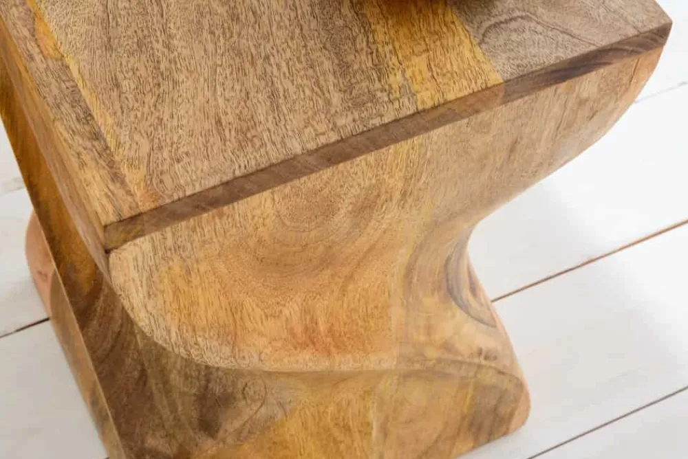 Riess-Ambiente Beistelltische > Massiver Hocker TWIST 45cm natur Mangoholz handmade Beistelltisch