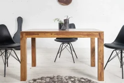 Riess-Ambiente Mehr...|Massivholzesstische > Massiver Holz Esstisch PURE 120-200cm braun Sheesham stone finish mit Ansteckplatten