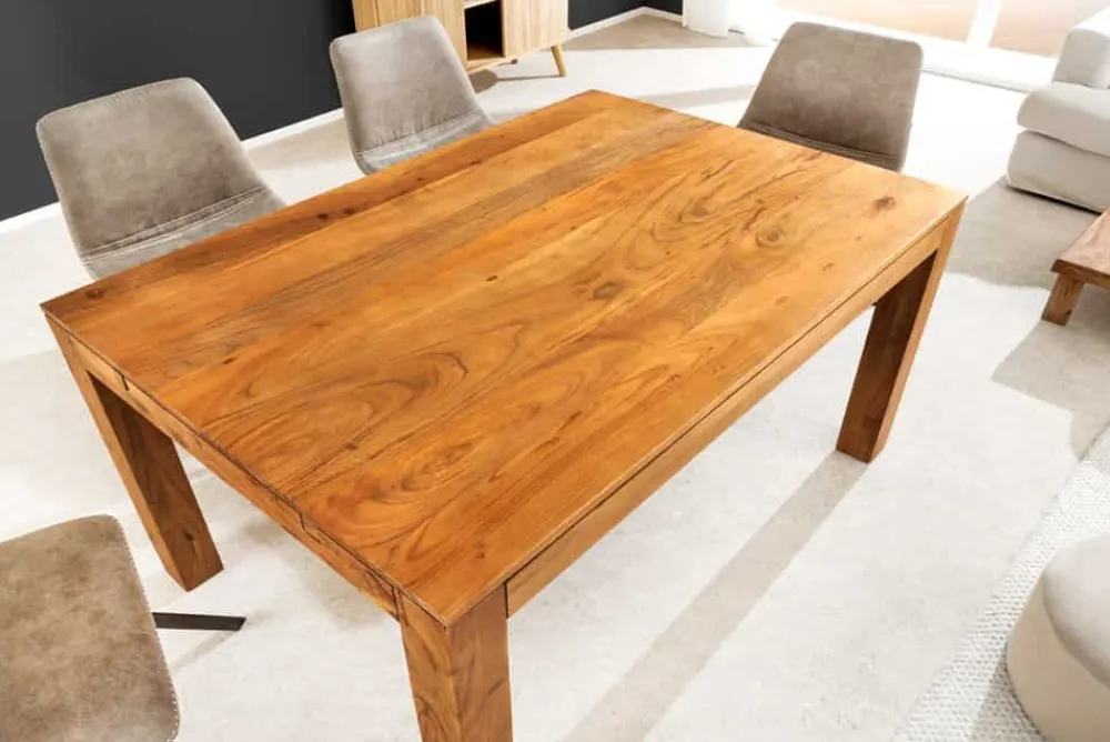 Riess-Ambiente Mehr...|Massivholzesstische > Massiver Holz Esstisch PURE 120-200cm natur honey finish Akazie mit Ansteckplatten