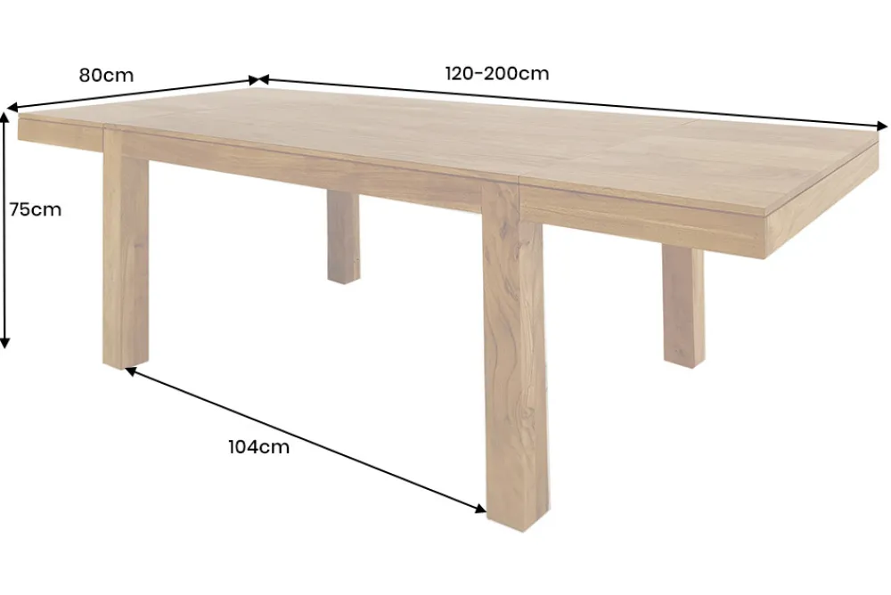 Riess-Ambiente Mehr...|Massivholzesstische > Massiver Holz Esstisch PURE 120-200cm natur honey finish Akazie mit Ansteckplatten