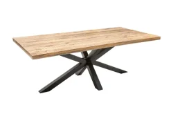 Riess-Ambiente Mehr...|Massivholzesstische > Massiver Industrial Esstisch GALAXIE 180cm Mangoholz sternenförmiges Gestell