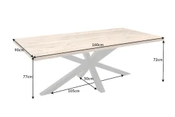 Riess-Ambiente Esstische|Mehr... > Massiver Industrial Esstisch GALAXIE 160cm Mangoholz sternenförmiges Gestell