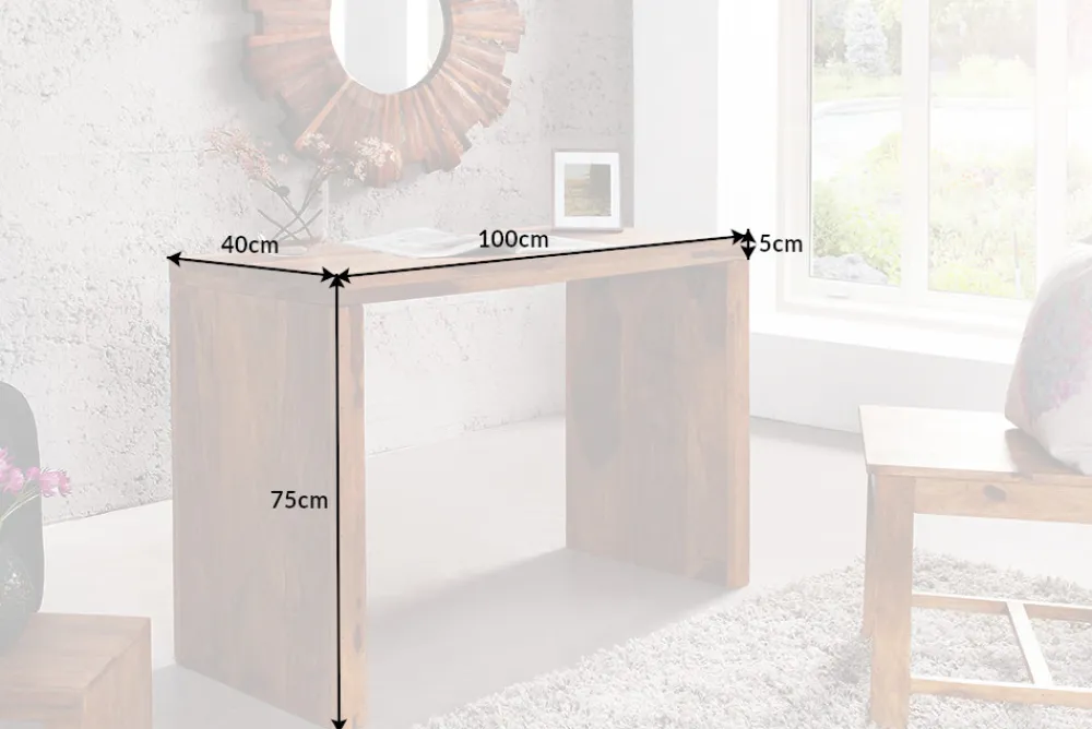 Riess-Ambiente Mehr...|Konsolentische > Massiver Konsolentisch MAKASSAR 100cm braun Sheesham stone finish Schreibtisch