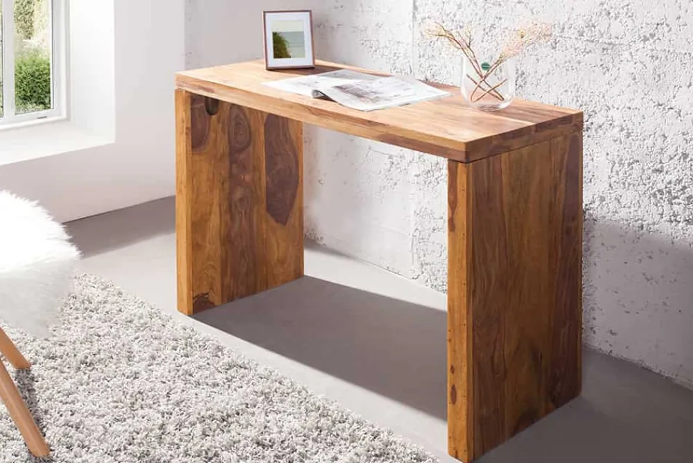 Riess-Ambiente Mehr...|Konsolentische > Massiver Konsolentisch MAKASSAR 100cm braun Sheesham stone finish Schreibtisch