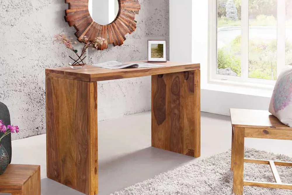 Riess-Ambiente Mehr...|Konsolentische > Massiver Konsolentisch MAKASSAR 100cm braun Sheesham stone finish Schreibtisch