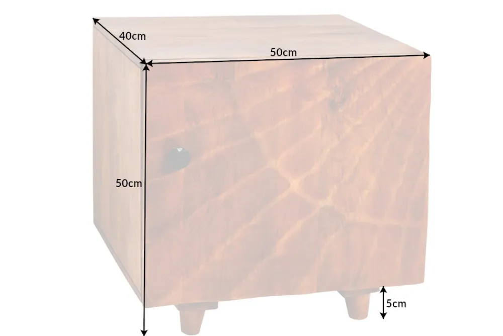 Riess-Ambiente Mehr...|Massivholztische > Massiver Nachttisch SCORPION 50cm braun Mangoholz Beistelltisch mit 3D Schnitzereien