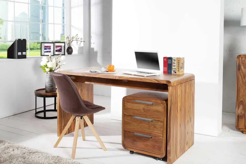 Riess-Ambiente Mehr...|Mehr... > Massiver Rollcontainer CUBUS 60cm braun Sheeshamholz stone finish drei Schubladen