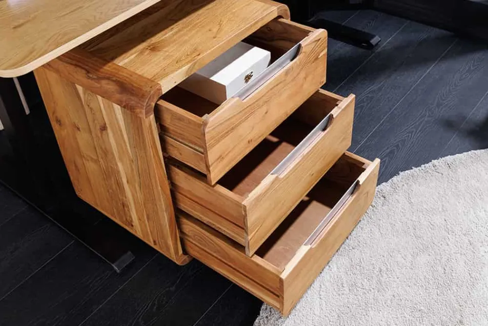 Riess-Ambiente Mehr...|Massivholzschränke > Massiver Rollcontainer CUBUS 60cm braun Akazienholz honey finish drei Schubladen