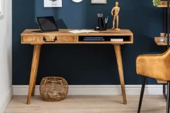 Riess-Ambiente Mehr...|Massivholztische > Massiver Schreibtisch RETRO 120cm Mangoholz Bürotisch mit Schublade