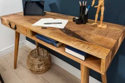 Riess-Ambiente Mehr...|Massivholztische > Massiver Schreibtisch RETRO 120cm Mangoholz Bürotisch mit Schublade