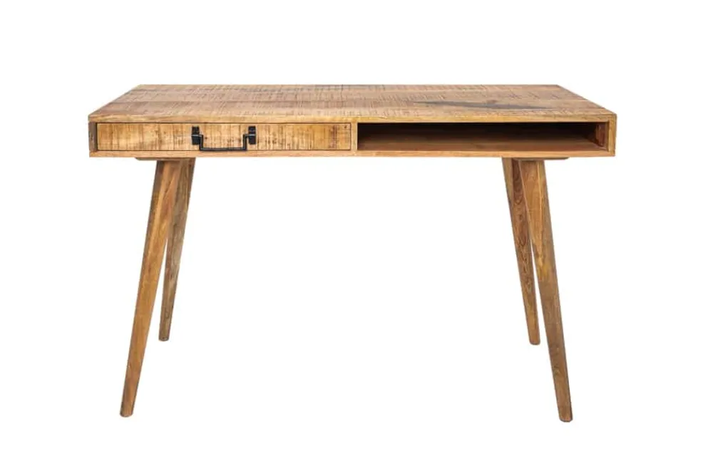 Riess-Ambiente Mehr...|Massivholztische > Massiver Schreibtisch RETRO 120cm Mangoholz Bürotisch mit Schublade