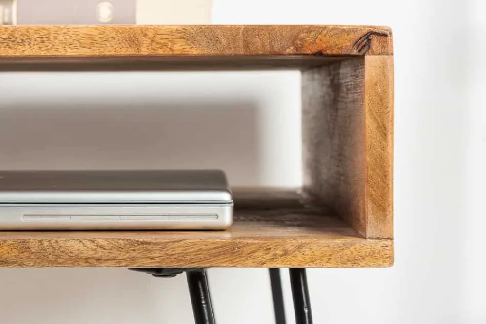 Riess-Ambiente Mehr...|Massivholztische > Massiver Schreibtisch SCORPION 100cm natur Mangoholz Hairpin Legs