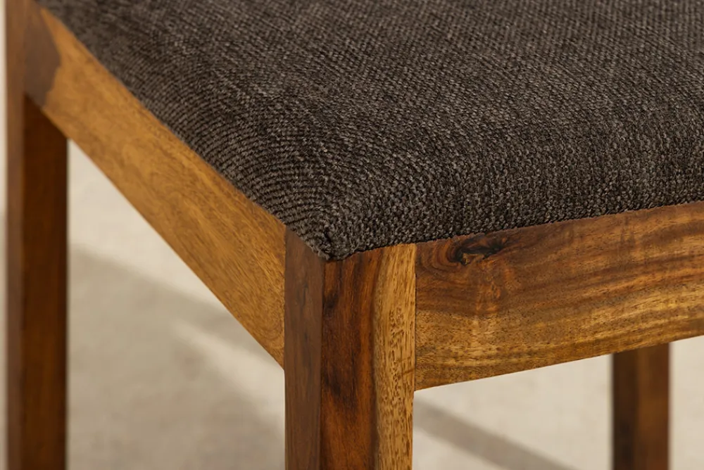 Riess-Ambiente Mehr...|Mehr... > Massiver Stuhl MAKASSAR braun stone finish Sheeshamholz graubraun Strukturstoff