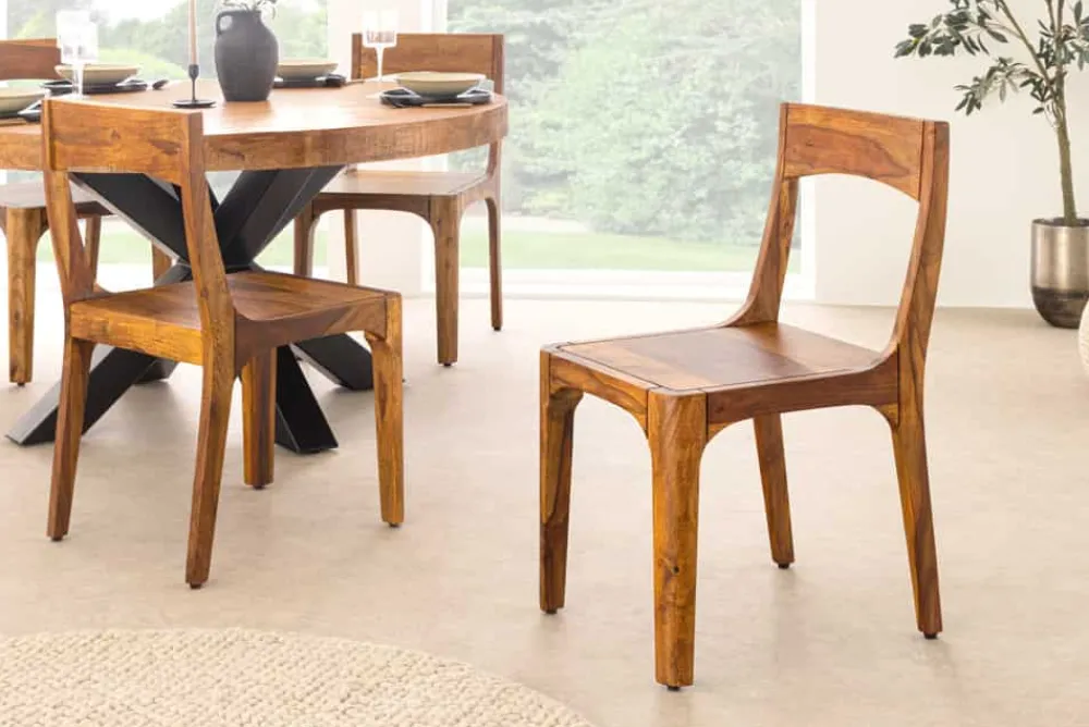 Riess-Ambiente Mehr...|Massivholzstühle > Massiver Stuhl ORGANIC braun Sheeshamholz stone finish handmade