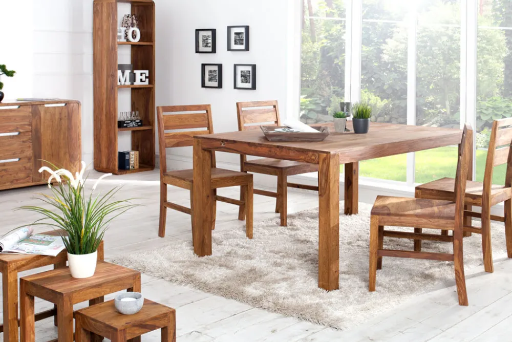 Riess-Ambiente Mehr...|Mehr... > Massiver Stuhl PURE braun Sheesham Massivholz stone finish einzigartige Maserung