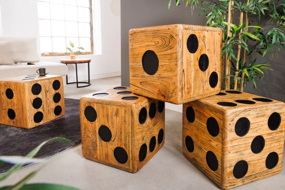 Riess-Ambiente Couchtische & Truhen|Mehr... > Massiver Würfelhocker CUBE 40cm natur Mindiholz Beistelltisch stapelbar